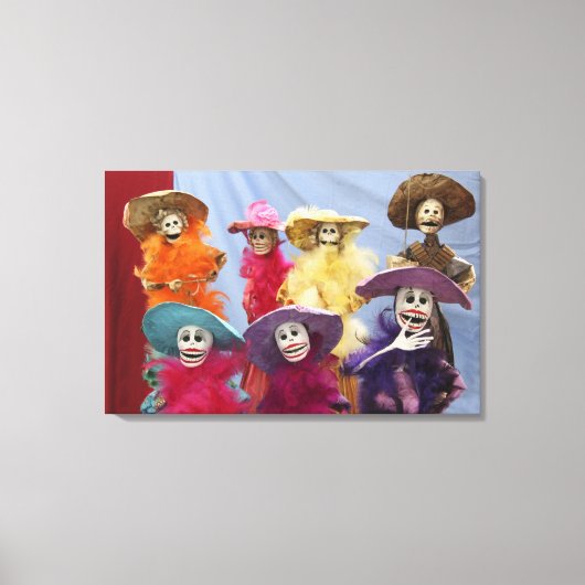 Mexico. Skeletale Catrina's, vierende figuren Canvas Afdruk (Voorkant)