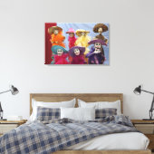 Mexico. Skeletale Catrina's, vierende figuren Canvas Afdruk (Insitu (Slaapkamer))