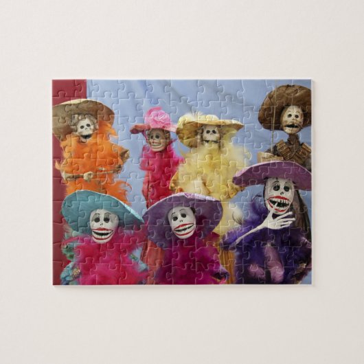 Mexico. Skeletale Catrina's, vierende figuren Legpuzzel (Horizontaal)