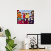 Mexico. Skeletale Catrina's, vierende figuren Poster (Thuiskantoor)