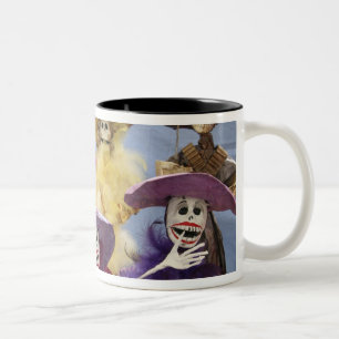 Mexico. Skeletale Catrinas, vierende figuren Tweekleurige Koffiemok