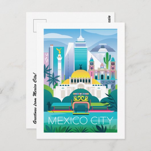 Mexico-Stad Briefkaart (Voorkant / Achterkant)
