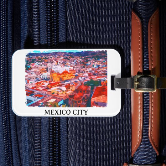 Mexico Stad CDMX Schilderij Panorama Uitzicht Bagagelabel (Voorkant Insitu 4)
