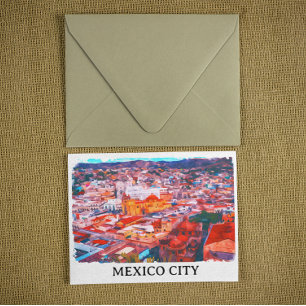 Mexico Stad CDMX Schilderij Panorama Uitzicht Briefkaart