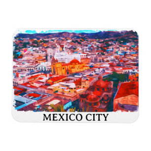 Mexico Stad CDMX Schilderij Panorama Uitzicht Magneet