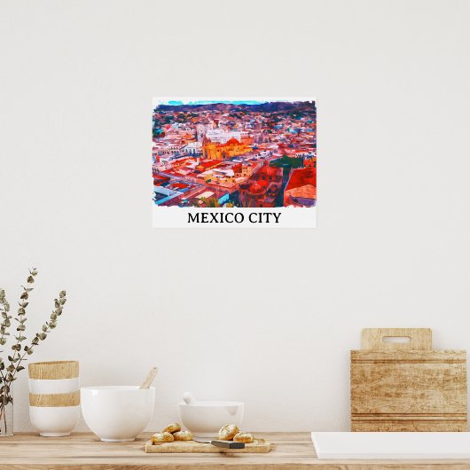 Mexico Stad CDMX Schilderij Panorama Uitzicht Poster (Keuken)