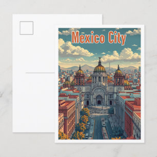 Mexico-Stad Mexico Artistieke Reis Illustratie Briefkaart