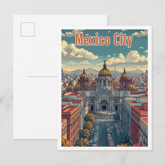 Mexico-Stad Mexico Artistieke Reis Illustratie Briefkaart (Voorkant / Achterkant)