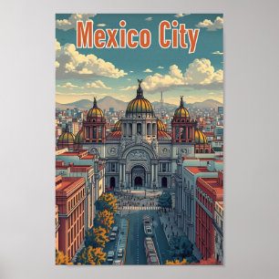 Mexico-Stad Mexico Artistieke Reisillustratie Poster
