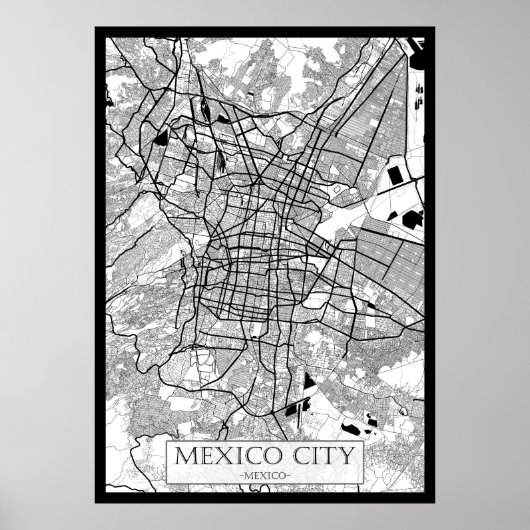 Mexico-Stad Mexico Kaart Poster (Voorkant)