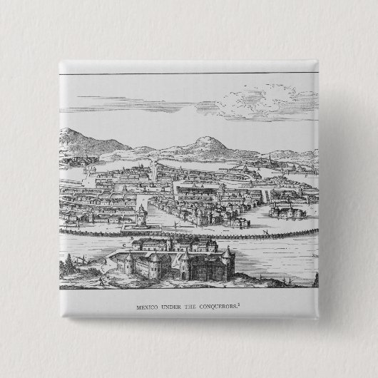 Mexico-stad onder de veroveraar vierkante button 5,1 cm (Voorkant)