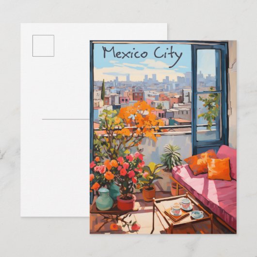 Mexico-Stad Reis Stad Schilderen Esthetisch Briefkaart (Voorkant / Achterkant)