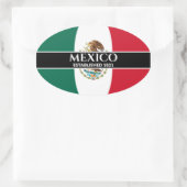 Mexico stelde 1821 Mexicaanse vlag witte tekst op Ovale Sticker (Tas)