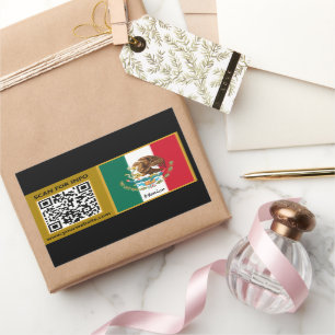 Mexico Stickers, Moderne QR Code, Mexicaanse Vlag Rechthoekige Sticker
