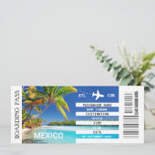 Mexico strand vliegtuig boarding pass weekend kaart (Staand voorkant)