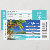 Mexico strand vliegtuig boarding pass weekend kaart (Voorkant / Achterkant)