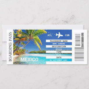 Mexico strand vliegtuig boarding pass weekend kaart