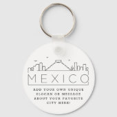 Mexico Stylized Skyline | Aangepaste slogan Sleutelhanger (Voorkant)