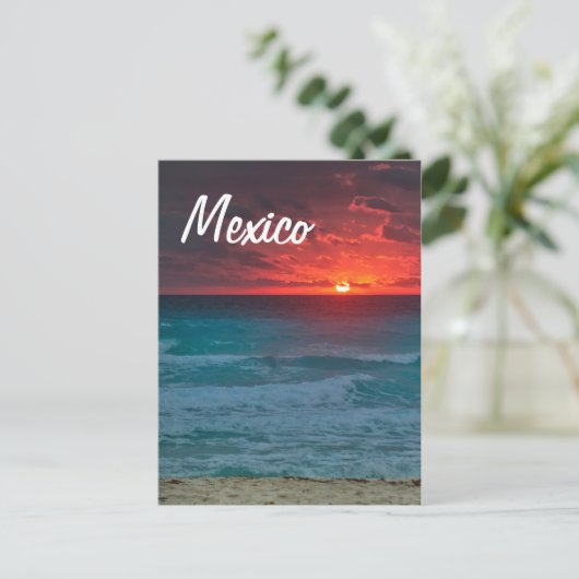 Mexico Sunset Beach Oceanfront Waves Briefkaart (Staand voorkant)