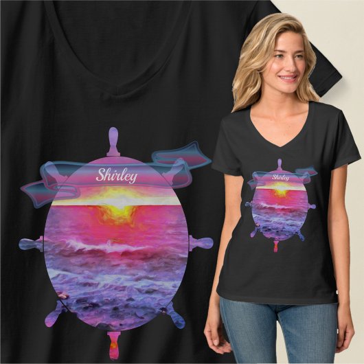 Mexico Sunset Ship Helm 0909 T-Shirt