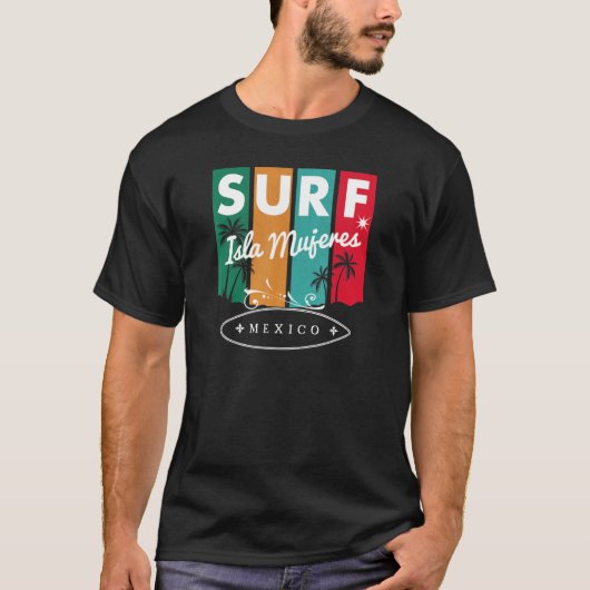 Mexico Surfing Surfboard Isla Mujeres T-shirt (Voorkant)