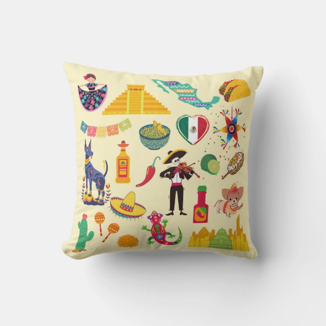 Mexico Symbolen Kussen (Voorkant)