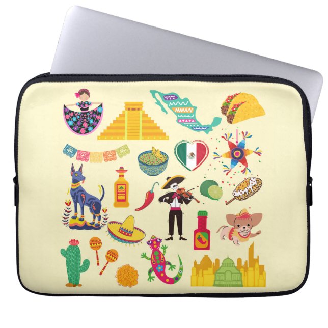 Mexico Symbolen Laptop Sleeve (Voorkant)