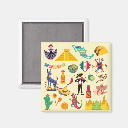 Mexico Symbolen Magneet (Voorkant / Achterkant)
