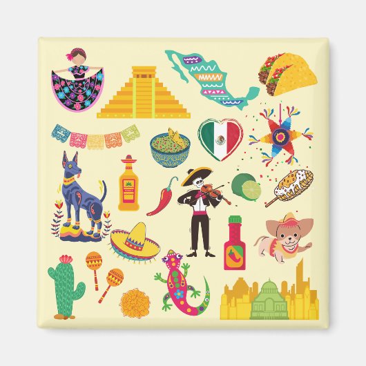 Mexico Symbolen Magneet (Voorkant)