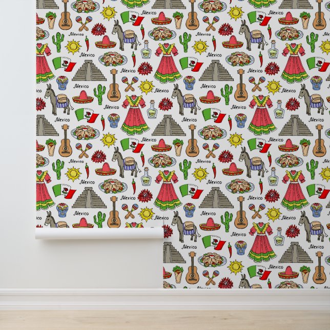 Mexico | Symbolen Patroon Behang (Applicatie)