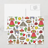 Mexico | Symbolen Patroon Briefkaart (Voorkant / Achterkant)