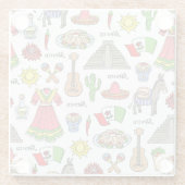 Mexico | Symbolen Patroon Glazen Onderzetter (Achterkant)