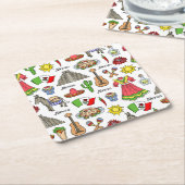 Mexico | Symbolen Patroon Kartonnen Onderzetters (Schuin)