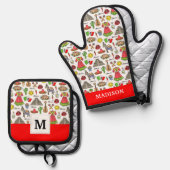 Mexico | Symbolen Patroon Ovenwant & Pannenlap Set (Voorkant / Achterkant)