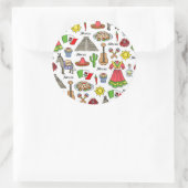 Mexico | Symbolen Patroon Ronde Sticker (Tas)