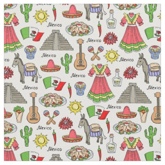 Mexico | Symbolen Patroon Stof (Close Up)