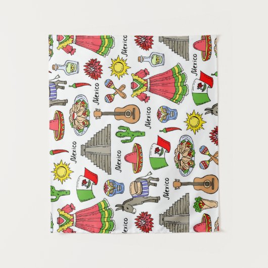 Mexico | Symbolen Patroon Wandkleed (Voorkant)