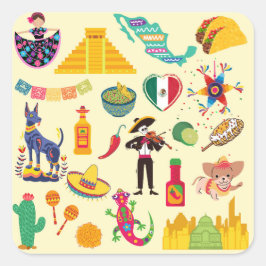 Mexico Symbolen Vierkante Sticker