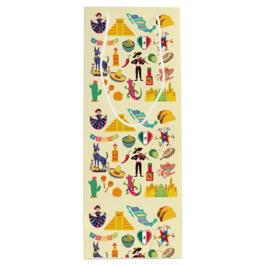 Mexico Symbolen Wijn Cadeautas (Achterkant)