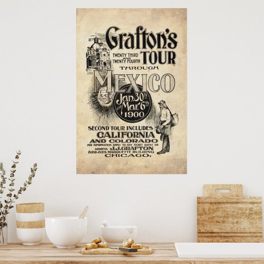  Mexico Tour Ad vanaf 1899 Poster (Keuken)
