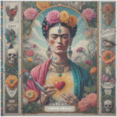 Mexico Travel Sugar Skull en Frida Kahlo Sticker (Voorkant)