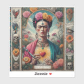 Mexico Travel Sugar Skull en Frida Kahlo Sticker (Vel)