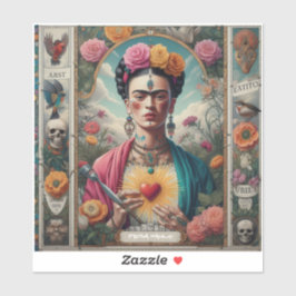 Mexico Travel Sugar Skull en Frida Kahlo Sticker