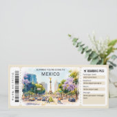 Mexico Trip Boarding Pass Ticket Kaart (Staand voorkant)