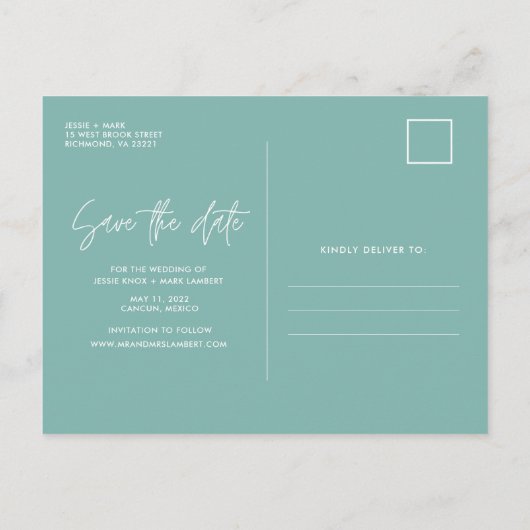 Mexico Tropisch Beach Weddenschap redt de data Aankondigingskaart (Achterkant)