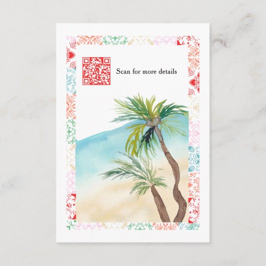 Mexico tropische QR bestemming bruiloft details Informatiekaartje (Achterkant)