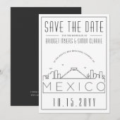 Mexico Trouwdag Gestileerde Silhouet 'Save the Dat Kaart (Voorkant / Achterkant)