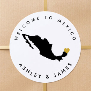 Mexico Trouwontvangststicker voor behandelingsdoos Ronde Sticker