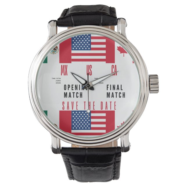 Mexico USA Canada Wristwatch | 2026 Match Days Horloge (Voorkant)