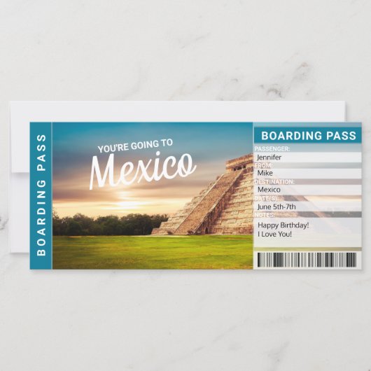 Mexico Vakantie Reis Cadeau Ticket (Voorkant)